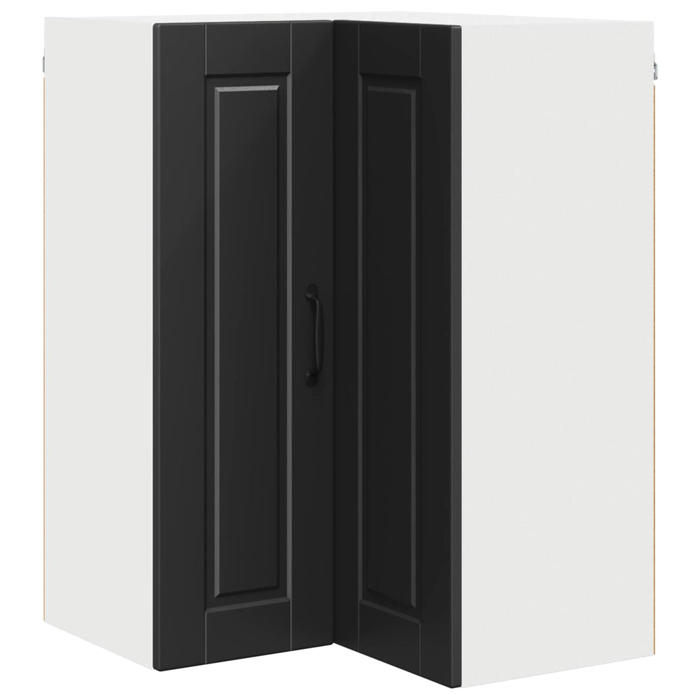 Schwarzer Küchenschrank mit Regal