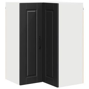 Schwarzer Küchenschrank mit Regal