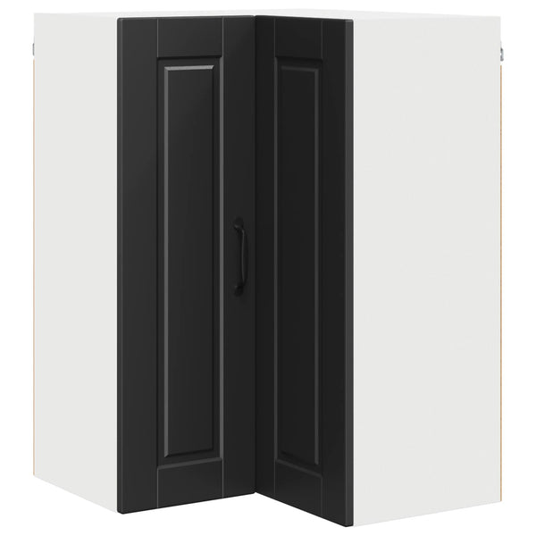 Schwarzer Küchenschrank mit Regal