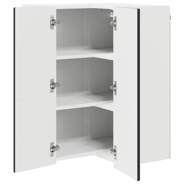 Schwarzer Küchenschrank mit Regal