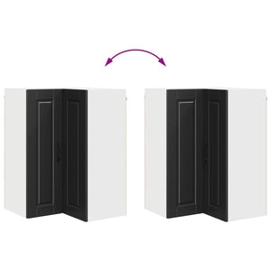 Schwarzer Küchenschrank mit Regal
