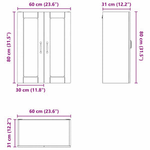 Küchenschrank Schwarz mit Regal 60x31x80cm