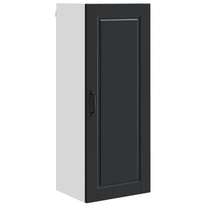 Schwarzer Küchenschrank mit Regal