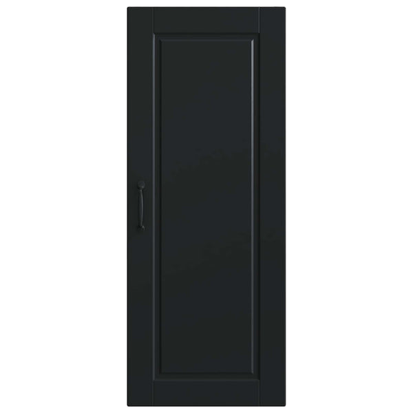 Schwarzer Küchenschrank mit Regal