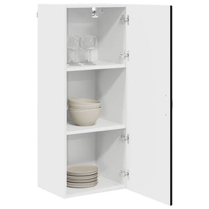Schwarzer Küchenschrank mit Regal