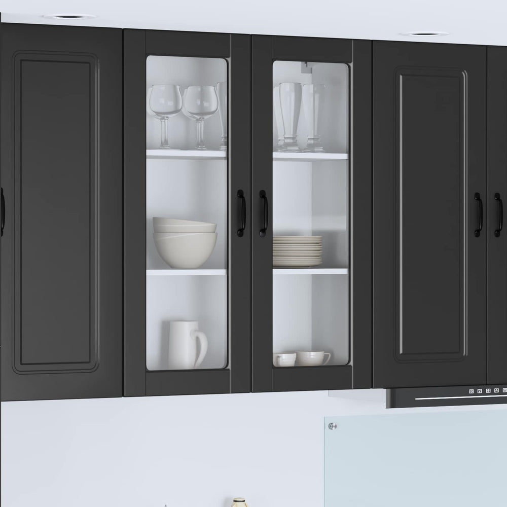 Küchenschrank Schwarz mit Regal, 80x31x100 cm