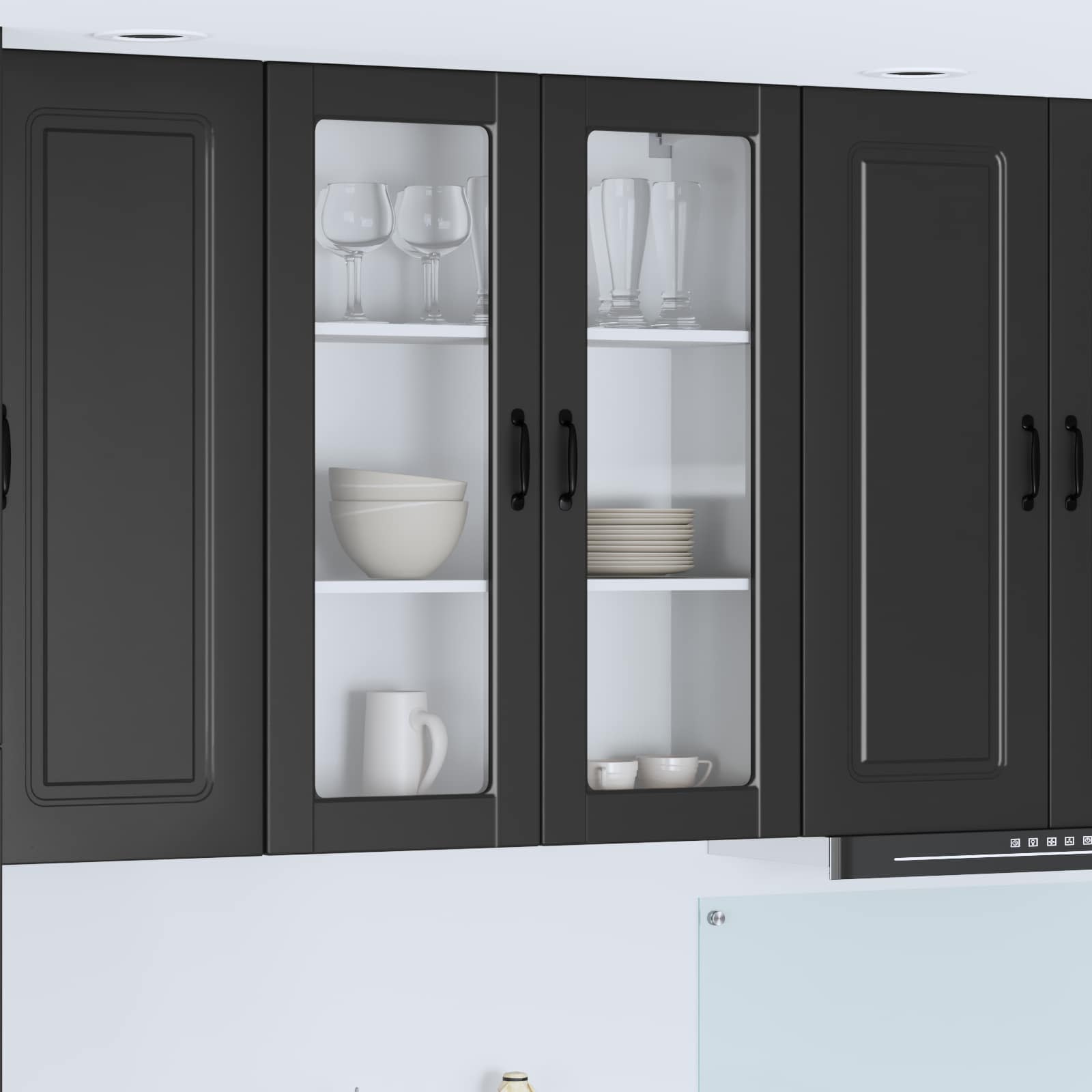 Küchenschrank Schwarz mit Regal, 80x31x100 cm