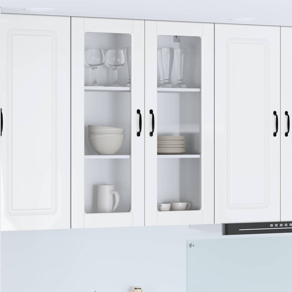 vidaXL Meuble haut de cuisine blanc brillant 80 x 31 x 100 cm en bois d'ingénierie