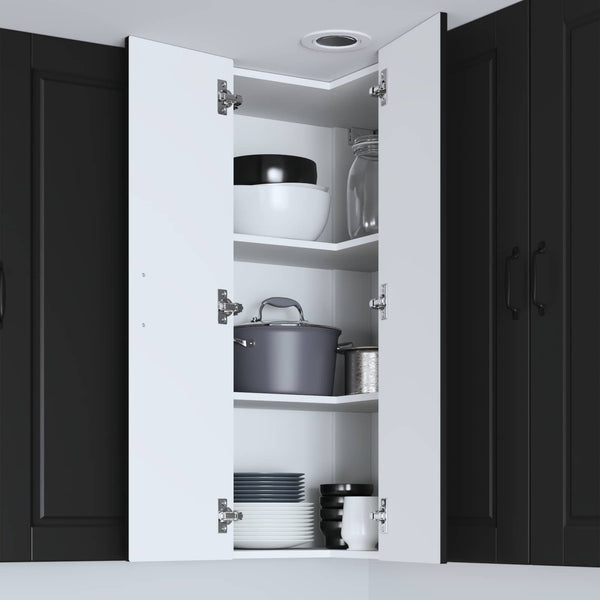 Schwarzer Küchenschrank mit Regal