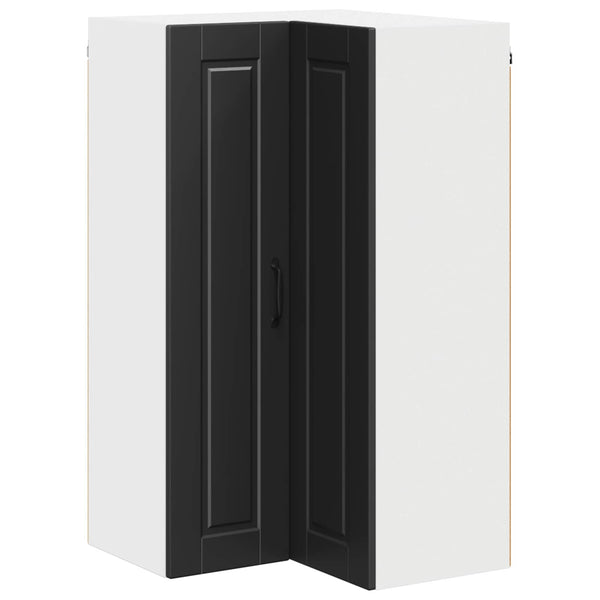 Schwarzer Küchenschrank mit Regal