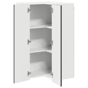Schwarzer Küchenschrank mit Regal