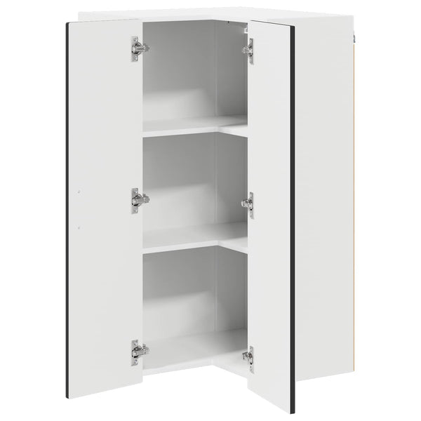 Schwarzer Küchenschrank mit Regal