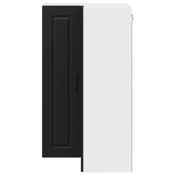 Schwarzer Küchenschrank mit Regal