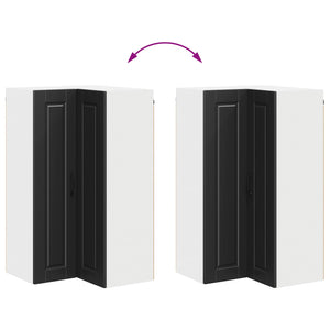 Schwarzer Küchenschrank mit Regal