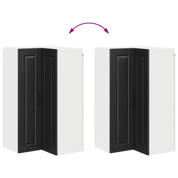 Schwarzer Küchenschrank mit Regal