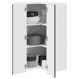 Schwarzer Küchenschrank mit Regal