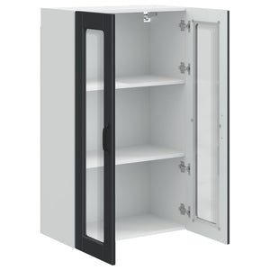 Schwarzer Küchenschrank mit Regal