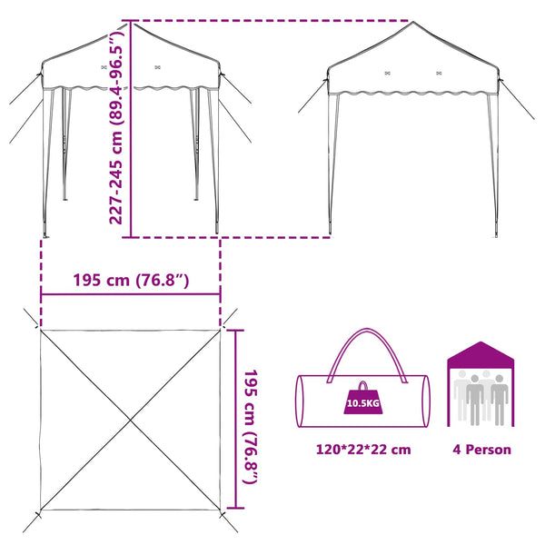 Blaues Pop-up Partyzelt 195x195 cm