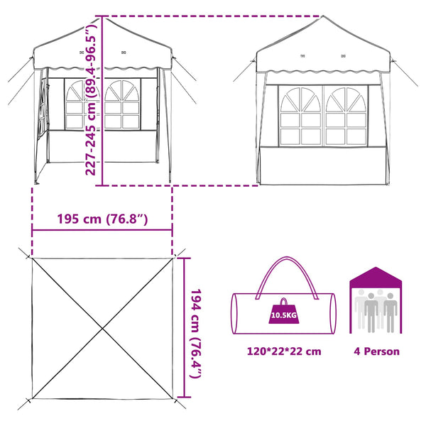Pop-up Partyzelt Bordeauxrot 195x195 cm