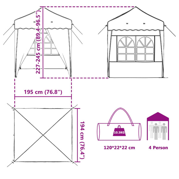 Pop-up Partyzelt Creme 195x195 cm