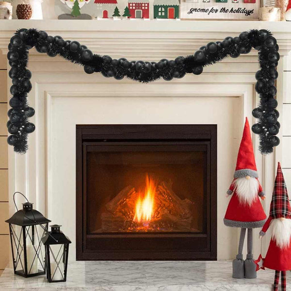 Schwarze Weihnachtskugel Girlande, 186 cm