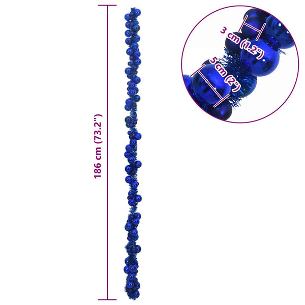 Blaue Weihnachtskugelgirlande 186 cm