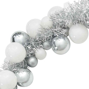 Weihnachtskugelgirlande Weiß/Silber 186cm