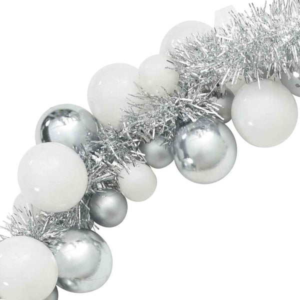 Weihnachtskugelgirlande Weiß/Silber 186cm
