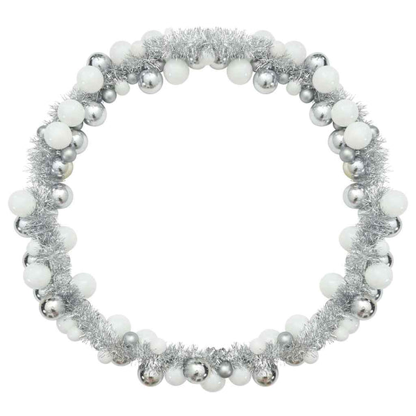 Weihnachtskugelgirlande Weiß/Silber 186cm