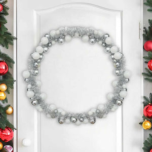 Weihnachtskugelgirlande Weiß/Silber 186cm