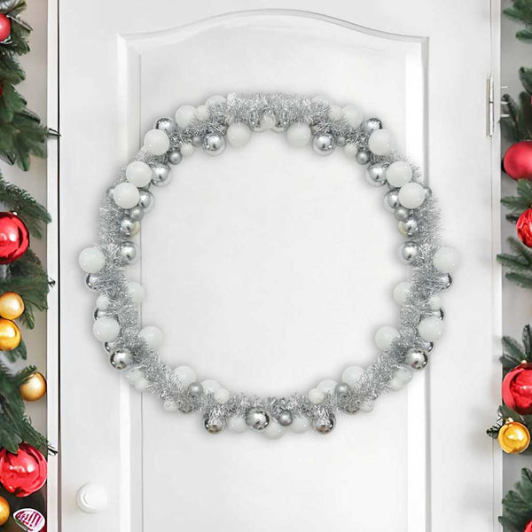 Weihnachtskugelgirlande Weiß/Silber 186cm