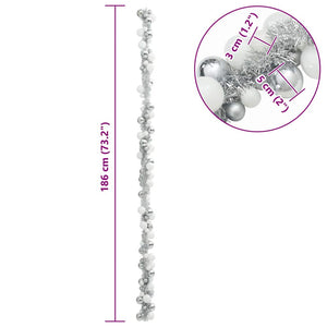 Weihnachtskugelgirlande Weiß/Silber 186cm