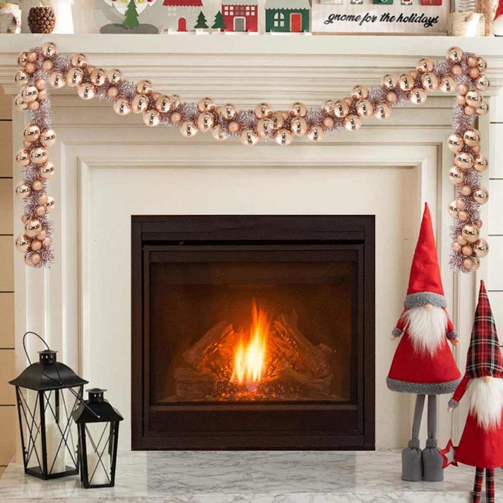 Roségoldene Weihnachtskugelgirlande, 186 cm