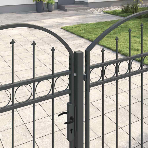 Graues Gartentor Assen mit Bogen 400x100 cm