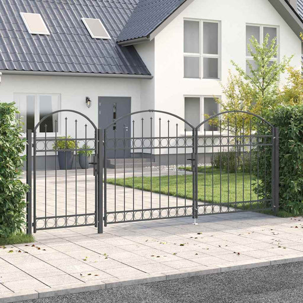 Graues Gartentor Assen mit Bogen 400x100 cm
