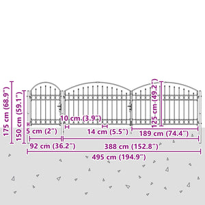 Gartentor Assen Grau 500x75 cm Stahl