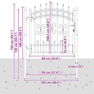 Zauntor Stahl Grau 103x100cm