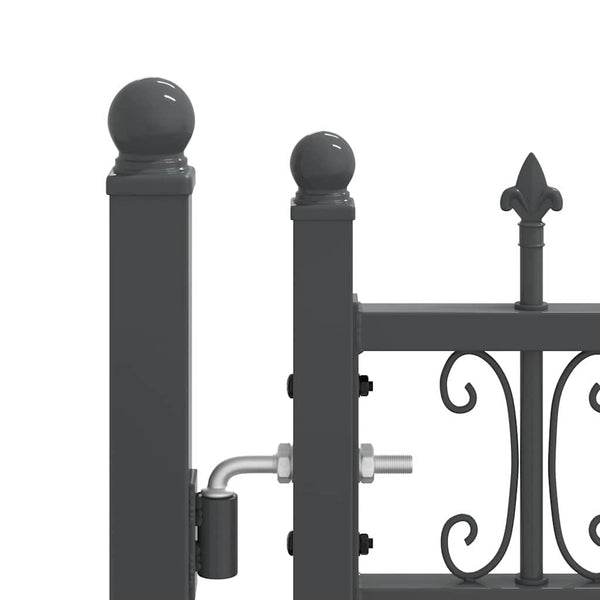 Graues Stahl-Zauntor 305x125cm mit Speer-Top