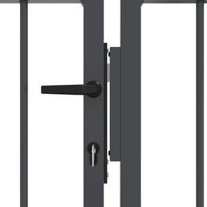Graues Stahl-Zauntor 305x125cm mit Speer-Top