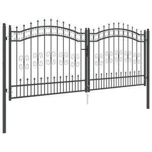 Graues Stahl-Zauntor 305x125cm mit Speer-Top
