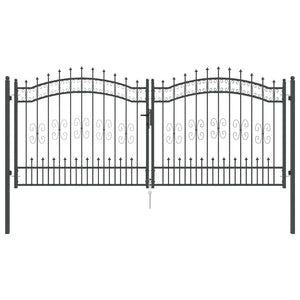 Graues Stahl-Zauntor 305x125cm mit Speer-Top