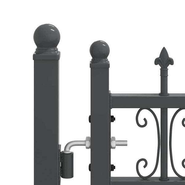 Graues Stahl Zauntor 305x175cm mit Speer-Top