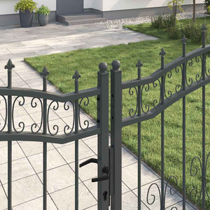 Graues Stahl Zauntor 305x175cm mit Speer-Top