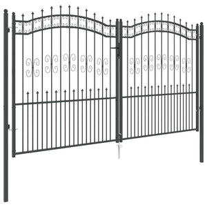 Graues Stahl Zauntor 305x175cm mit Speer-Top