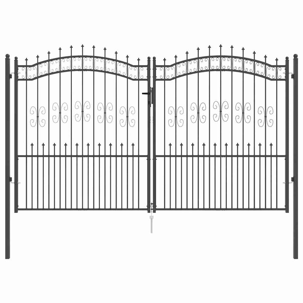 Graues Stahl Zauntor 305x175cm mit Speer-Top