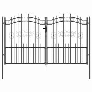 Graues Stahl Zauntor 305x175cm mit Speer-Top