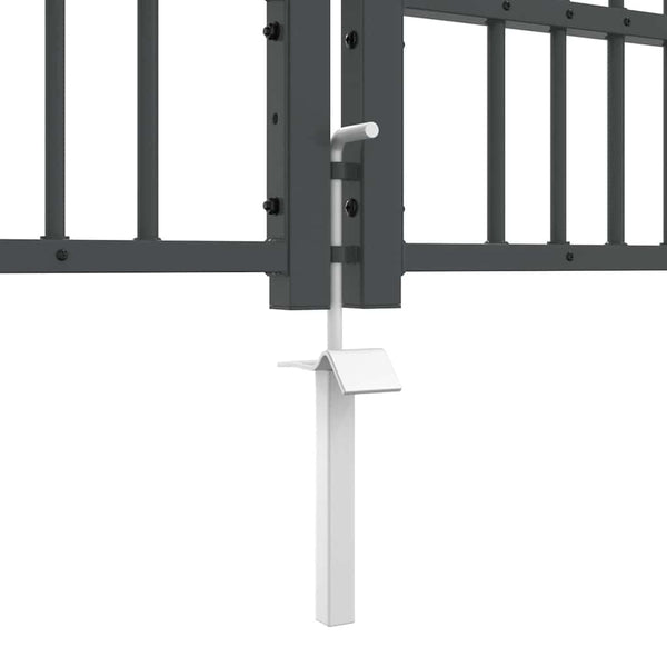 Graues Stahl-Zauntor 404x125cm mit Speer-Top