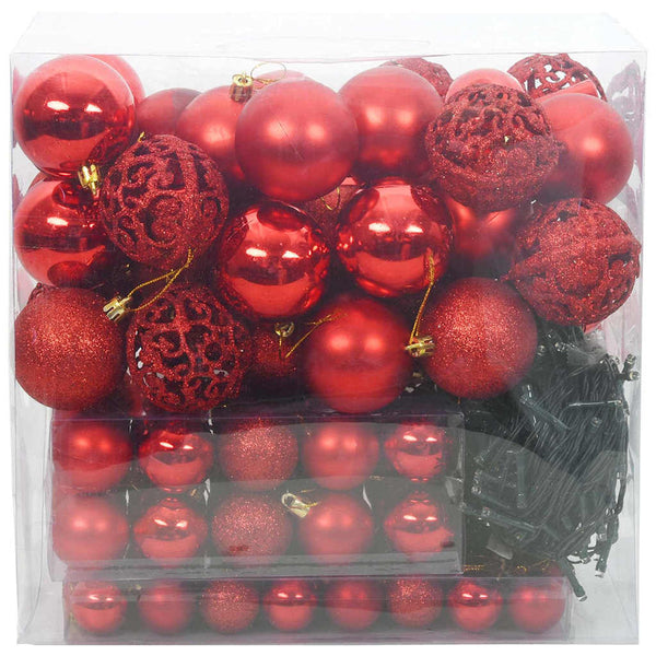 Weihnachtskugel Set mit 300 LEDs Rot