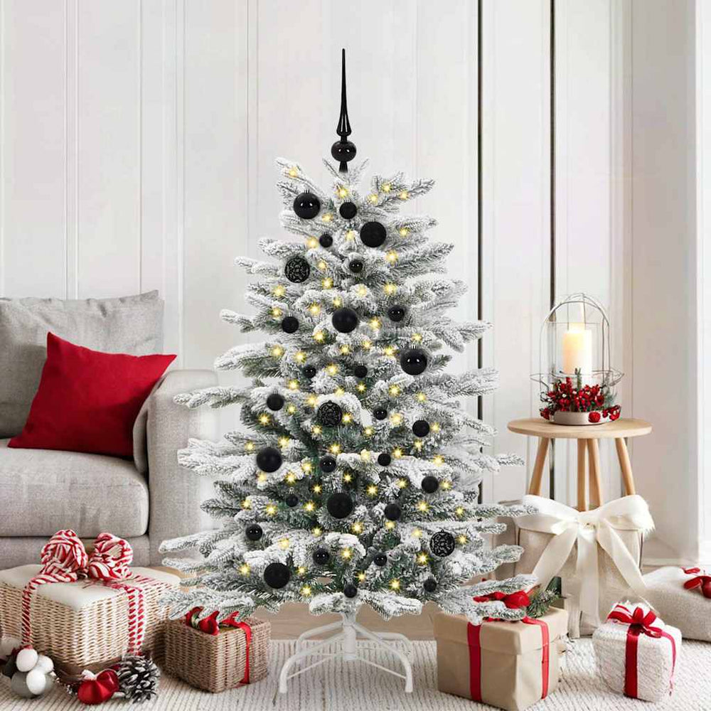 Weihnachtskugel Set mit LEDs, Schwarz, 61-teilig