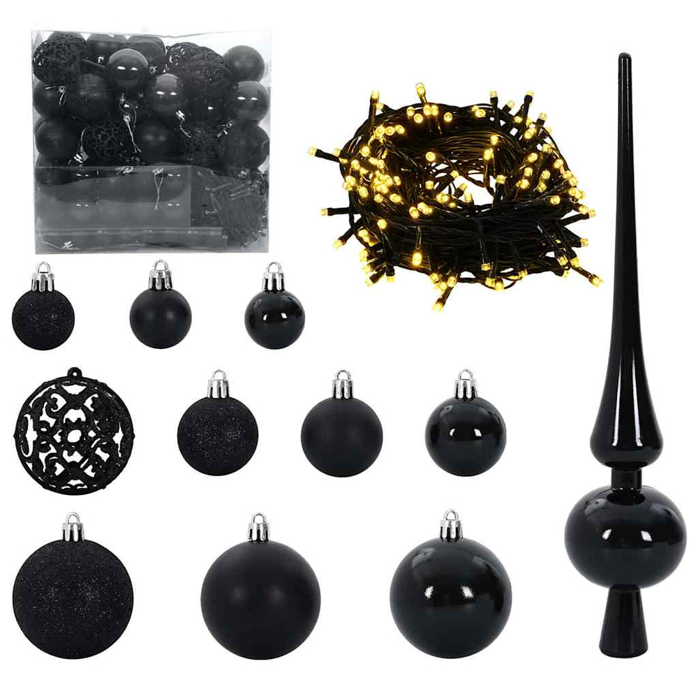 Weihnachtskugel Set Schwarz mit 300 LEDs